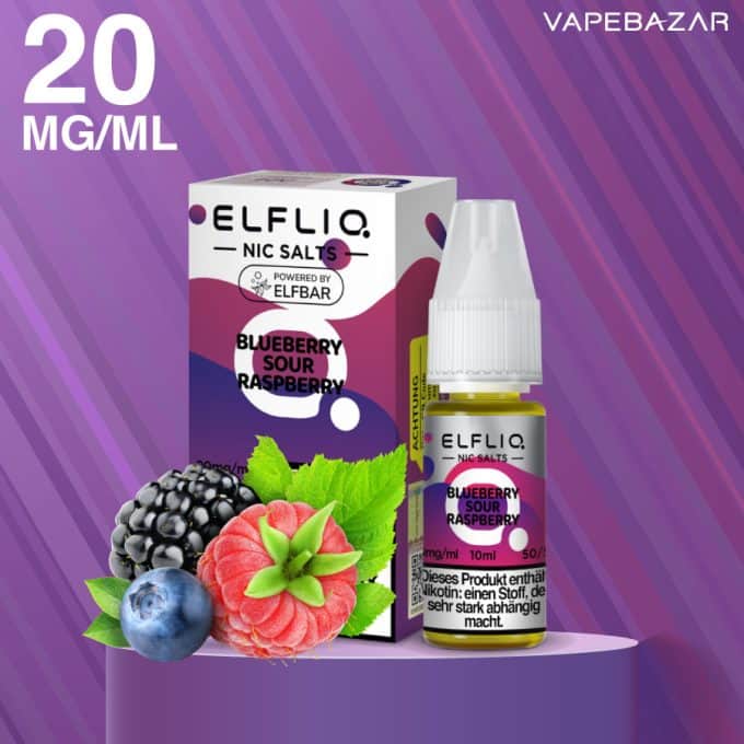 Elfliq Nikotinsalz Liquid 10ml – Blaubeere, Sauer, Himbeere 20mg/ml Nikotin