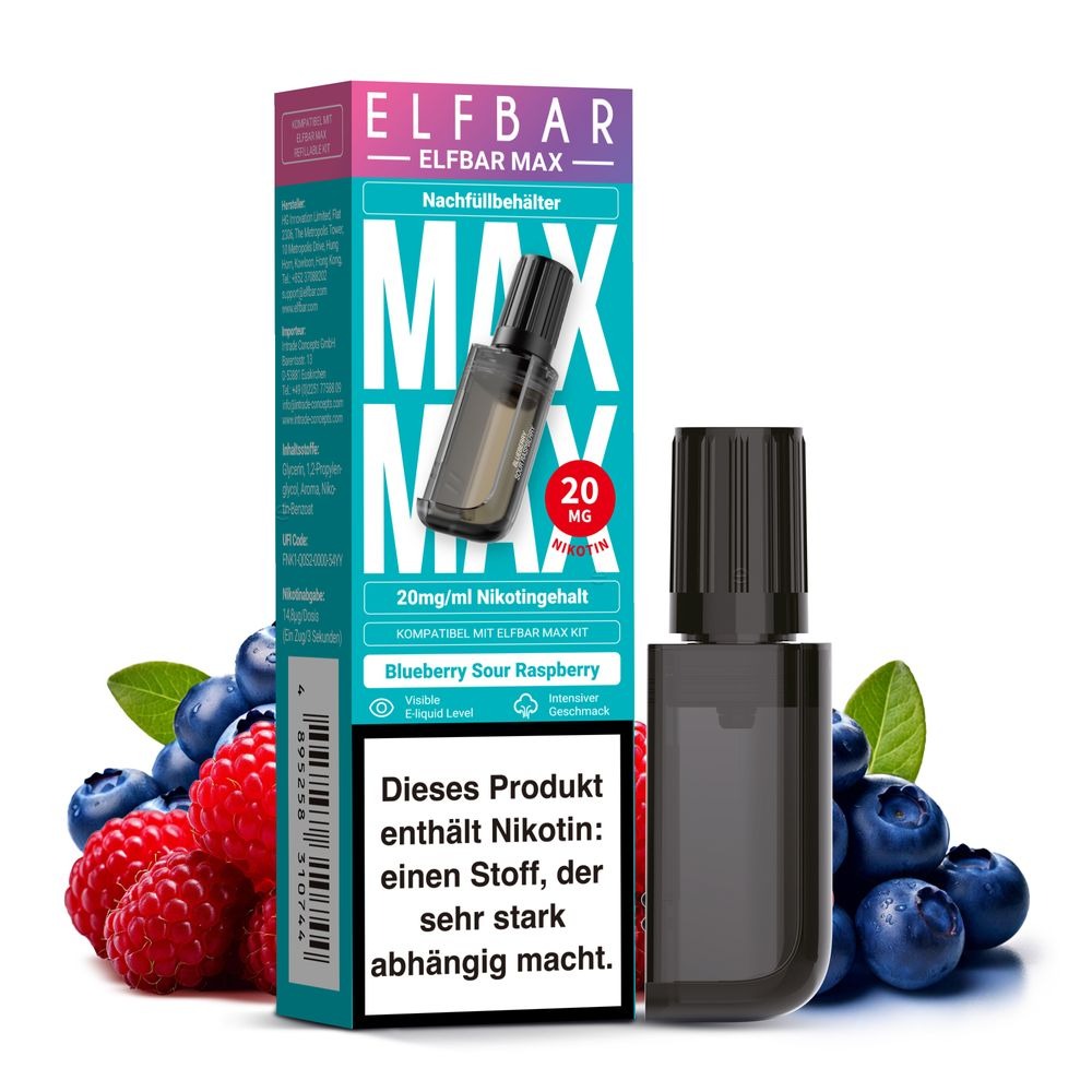 Elfbar Max – Blaubeere, saure Himbeere – 10 ml Liquid Pod