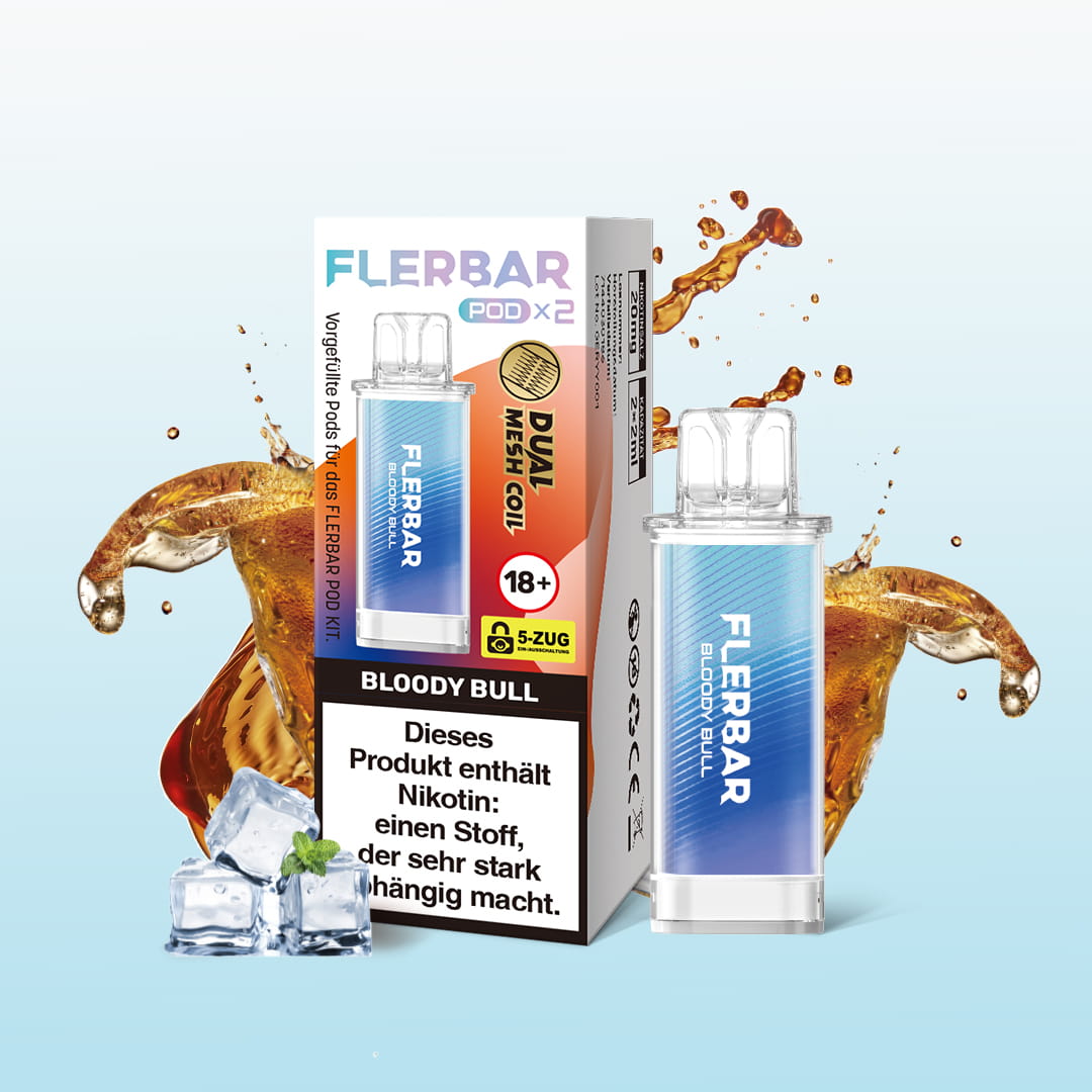 Flerbar Pod – Bloody Bull 2 % Nikotin (2 Pods)