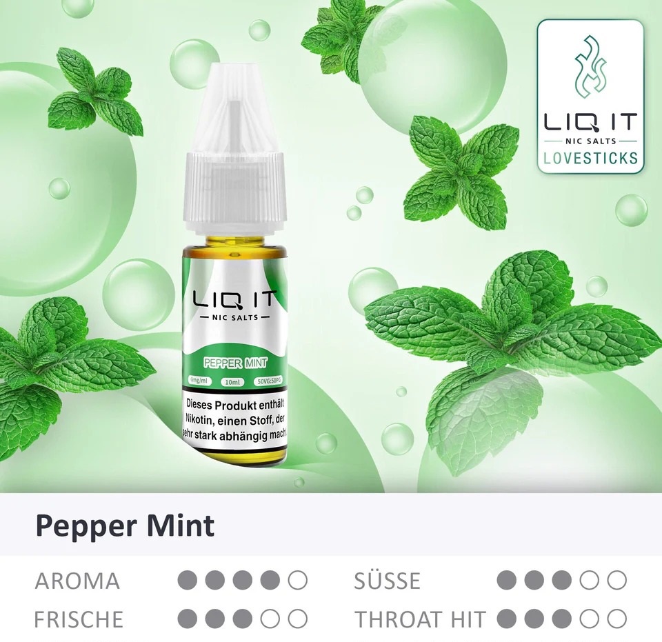 Lovesticks LIQ IT - Pfefferminz Liquid 10ml | 0mg/ml Nikotinfrei