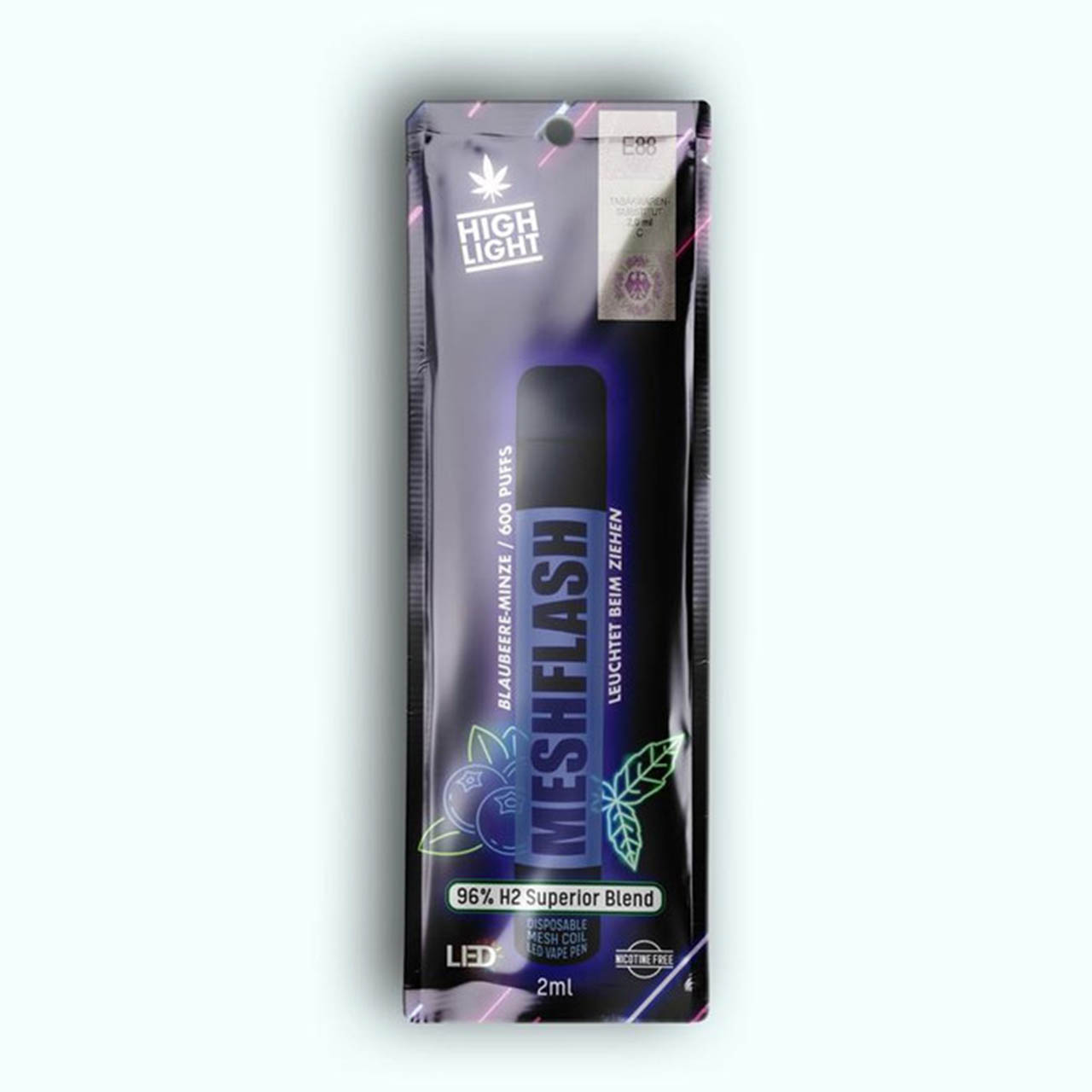 Mesh Flash H2 Superior Blend Vape - Blaubeere Minze 2ml