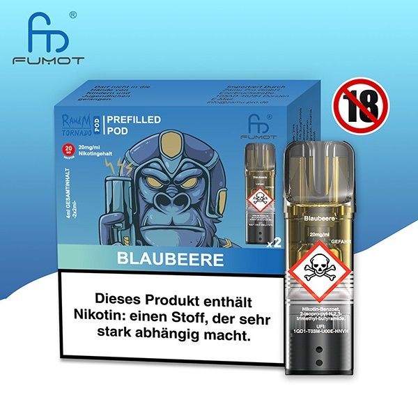 RandM Tornado - POD - Blueberry 2% Nikotin 600 Züge (2 Pods)